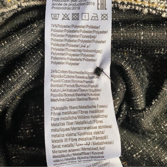 🖤 VILA BLACK WHITE GOLD SHIMMER TWEED CAPRI SLEEVE DRESS! - Picture 13 of 13